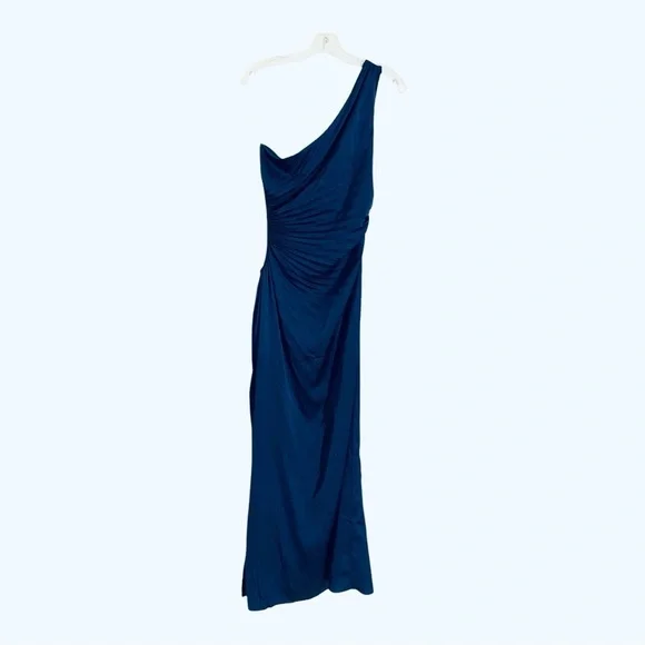 DELFI Collective Solie One Shoulder Cutout Maxi Dress Evening Gown Navy  Medium - coffeafoods.com